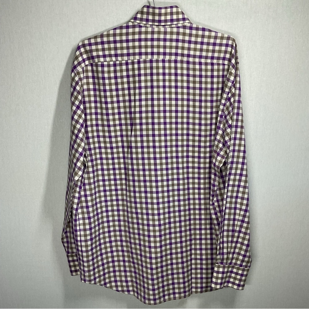 Paul Stuart Purple Check Plaid Button Up Shirt XL - Picture 6 of 6